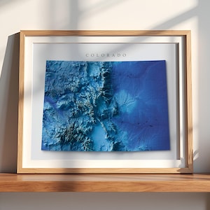 Art mural du Colorado, carte | Relief topographique | Minimaliste
