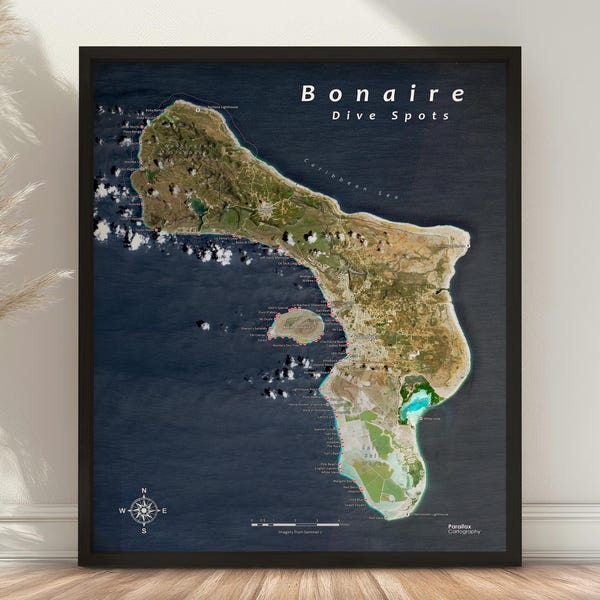 Kaart duiklocaties Bonaire