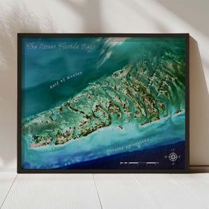 Lower Florida Keys Wall Map Art | Satellite Imagery