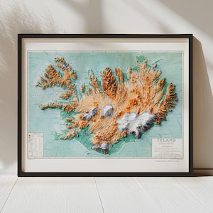Iceland Geologic Wall Map | 1928 Historical Reproduction