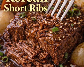 Korean Braised Short Ribs Recipe Card PDF Galbi Jjim Korean Beef Dinner