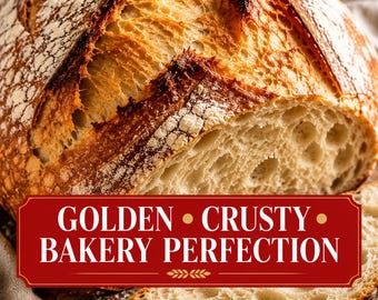 Rustic No-Knead Artisan Bread Recipe Card PDF Dutch Oven Homemade Bread Recipe