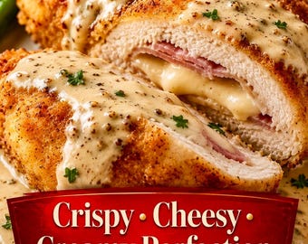 Chicken Cordon Bleu Recipe Card Printable PDF Instant Download