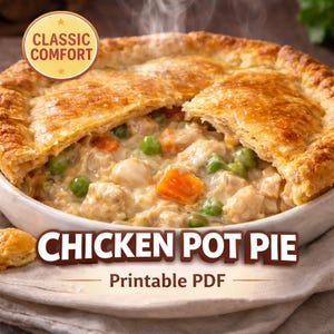 Receta de pastel de pollo en PDF/Comida reconfortante clásica