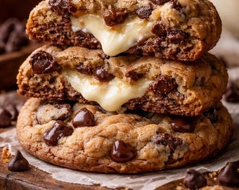 Cheesecake Stuffed Chocolate Chip Cookies Recipe Card PDF
