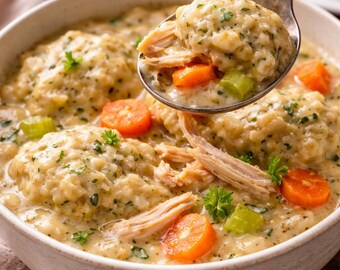 Classic Chicken and Dumplings Recipe Card Printable Comfort Food Dinner PDF