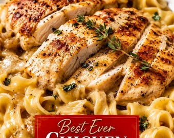 Best Ever Chicken & Noodles Recipe Card PDF Printable Comfort Food Dinner