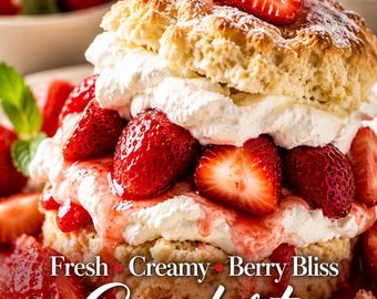 Strawberry Shortcake Recipe Card Printable PDF Instant Download