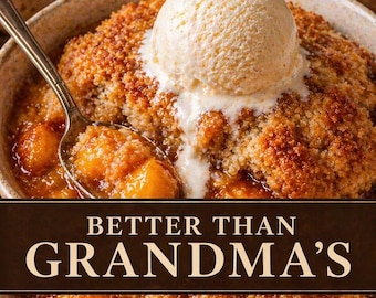 Classic Peach Cobbler Recipe Card PDF | Homemade Peach Dessert