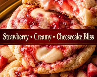 Strawberry Cheesecake Cookies Recipe Card PDF