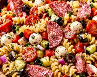 Italian Pasta Salad Recipe Card Printable PDF Instant Download