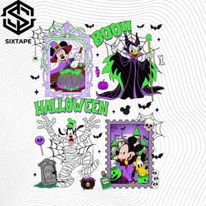 Halloween Mouses And Friend Png, Retro Halloween Cartoon Png, Spooky Season Png, Trick Or Treat Png, Spooky Halloween Png Design