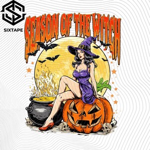 Retro Season Of The Witch Png, Girls Will Be Girls Png, Feeling Witchy Png, Girly Halloween Png, Witchy Vibes Png, Witches Halloween Png