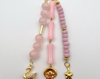 Pink Beaded Bag Charm | Swan Purse Charm | Coquette Handbag Accessory | Balletcore Gift | Handmade Keychain