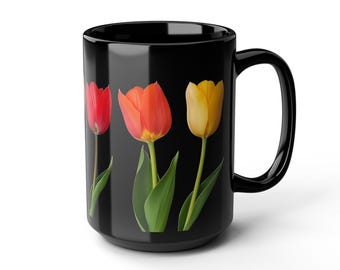 Tulip Bouquet Coffee Mug – Spring Floral Design, USA Made