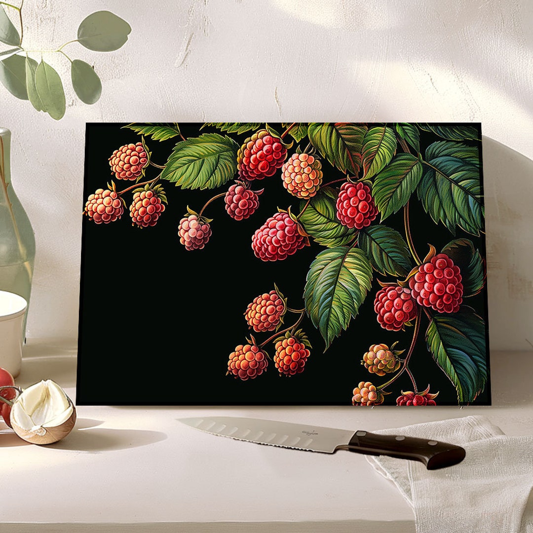Vintage Raspberry Themed Decor Raspberries Tempered Glass Cutting Board – Vintage Kitchen Decor - Etsy