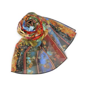 Rode rozen chiffon sjaal - retro gestreepte lichtgewicht omslagdoek