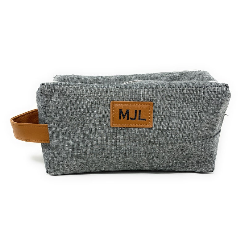 Personalized Mens Toiletry Bag Groomsman Father's Day Gray