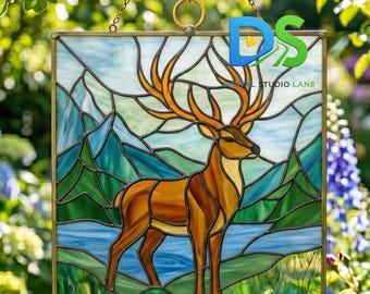 Patrón de atrapasoles de vidrieras de renos, plantilla de atrapasoles de vidrieras de animales del bosque navideño, decoración navideña para ventanas (hazlo tú mismo)