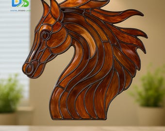 Horse Stained Glass Pattern, Horse Suncatcher, Stainedglass, Handmade Pattern, Wall Art, Modern Suncatcher, Stained Glass DIY, Easy art