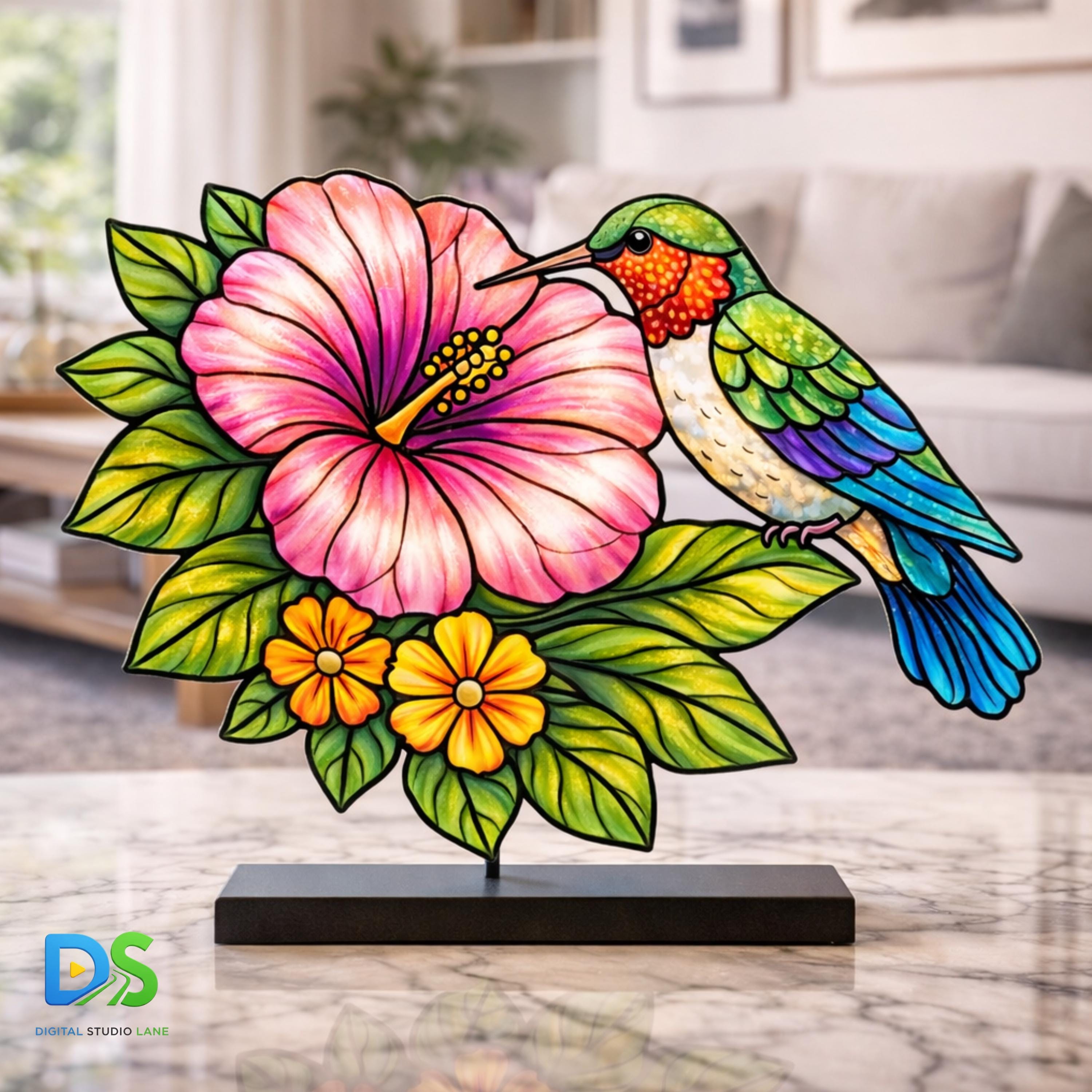 34 Stained Glass Crafts Kids Can Make 29 Humming Bird Flower Stained Glass Pattern, Printable Suncatcher…
