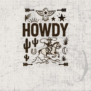 Retro Howdy Western PNG: Cowboy Clipart, Wild West Art (Digital Download)