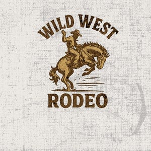 Wild West Rodeo Digital Download PNG, Retro Vintage Western PNG, Cowboy Riding Horse Digital Art, Printable Western Decor