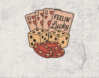 Retro Casino Clipart: Feelin&#39; Lucky Western PNG (Digital Download)