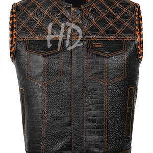 Leather Denim Biker Vest: Handmade Braided Motorcycle Vest