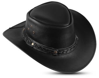 Handgemaakte leren cowboyhoed: uniseks western-outbackstijl