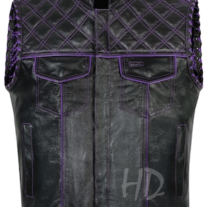 Handmade Leather Biker Vest: Men&#39;s Braided Motorcycle Vest