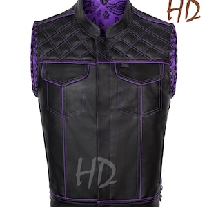 Leather Denim Biker Vest: Handmade Braided Motorcycle Vest