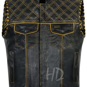 Handmade Leather Biker Vest: Men&#39;s Braided Motorcycle Vest