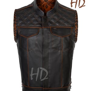 Leather Denim Biker Vest: Handmade Braided Motorcycle Vest