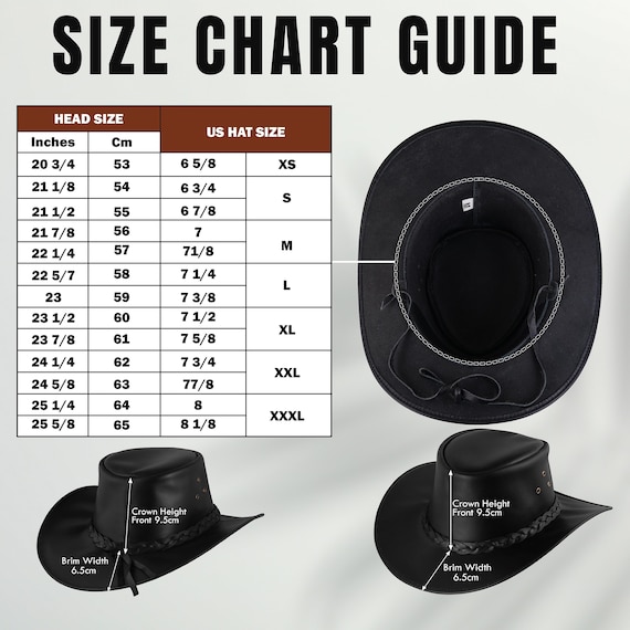 Cowboy Size Hat In Inches Genuine Leather Cowboy Western Hat