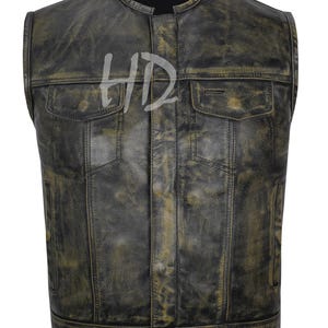 Men’s Biker Vest or Hunt Club Leather Diamond Quilted Motorcycle vest Black, Handmade Leather Vest