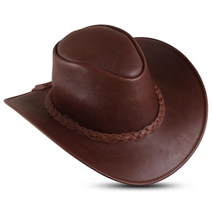 Handmade Genuine Leather Cowboy Hat: Unisex Western Outback Style