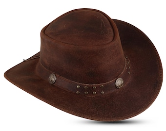 Handmade Leather Cowboy Hat: Unisex Western Outback Style
