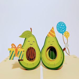 Verjaardagskaart Avocado Pop-up 3D-kaart geweldig grappig creatief