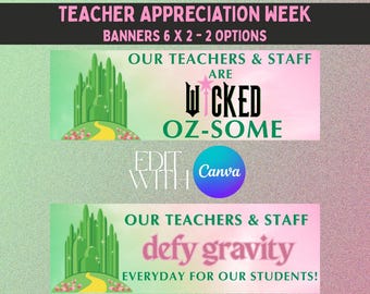 Teacher Appreciation Week Banner 6x2 - Wicked Theme Banner - Digital Editable