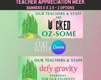 Teacher Appreciation Week Banner 6x2.5 - Wicked Theme Banner - Digital Editable