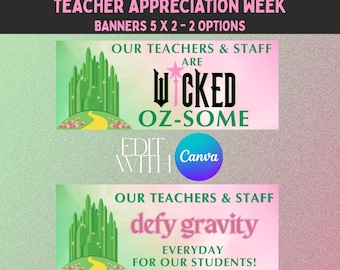 Teacher Appreciation Week Banner 5x2 - Wicked Theme Banner - Digital Editable
