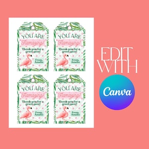 Teacher Appreciation Week Gift Tags - Flamingo Pink Flamazing Theme Gift Tags - Digital Editable