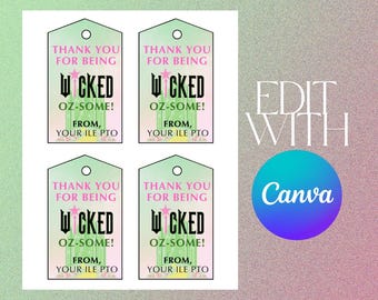 Wicked Theme Gift Tags - Teacher Staff Appreciation Week Gift Tags - Digital Editable