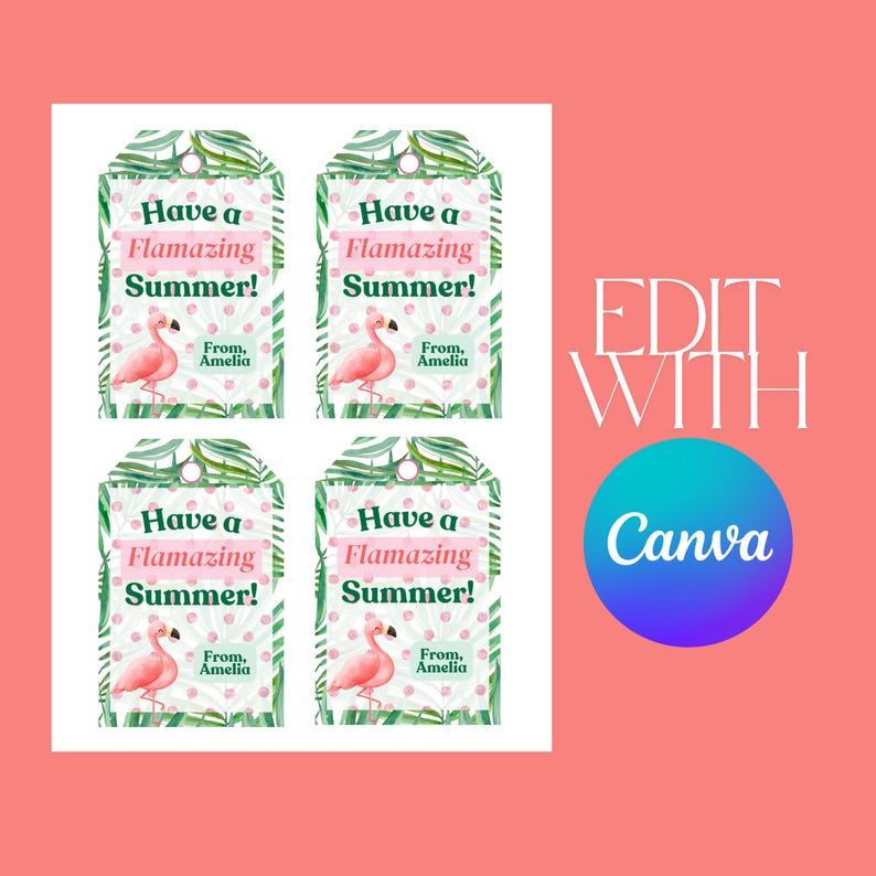 Summer Flamingo Gift Tags - Summer Pink Flamazing Theme Gift Tags ...