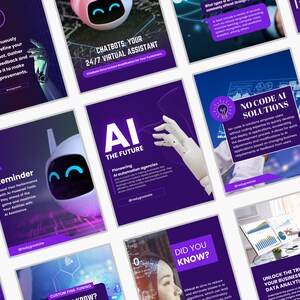 AI Artificial Intelligence Templates| Technology Chatbot Templates | Image Generator and Content Creator Templates | AI Social Media Posts