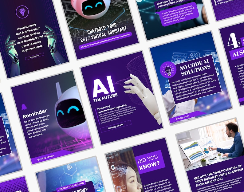 AI Artificial Intelligence Templates| Technology Chatbot Templates | Image Generator and Content Creator Templates | AI Social Media Posts