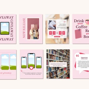 Romance Author Book Launch, Book Promo, Book Release, Writer Instagram, Book marketing, Bookstagram social media post Canva templates