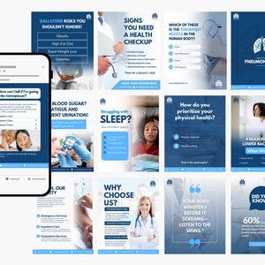 Medical Healthcare Clinics, Health professionals, Hospital Branding, Medical services, Medicine marketing social media Canva templates