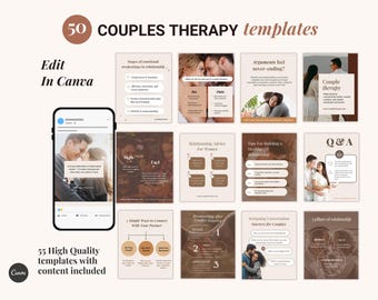 Couples Therapy, Coaching, Relationship Coach, Therapist, Love Therapy, Marriage Counselling, dating coach social media canva post templates